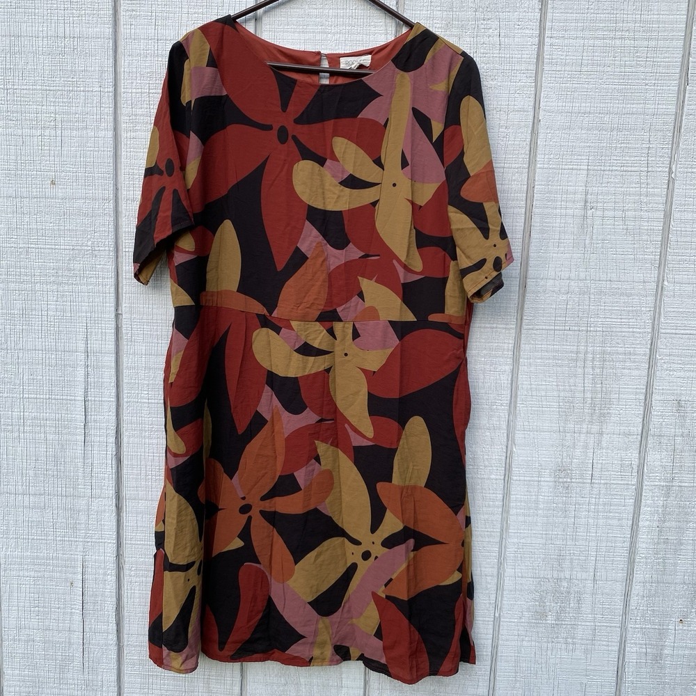 Roolee Earth Tones Shortsleeved Summer Dress XL Knee Length‎ Office Professional